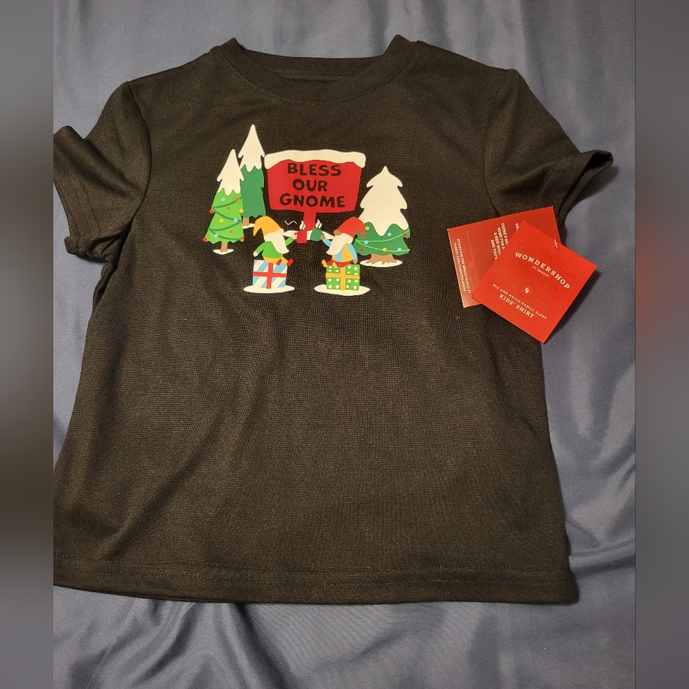Wondershop Kids Black Christmas Bless Our Gnome Sleep Top Size 4 New With Tags